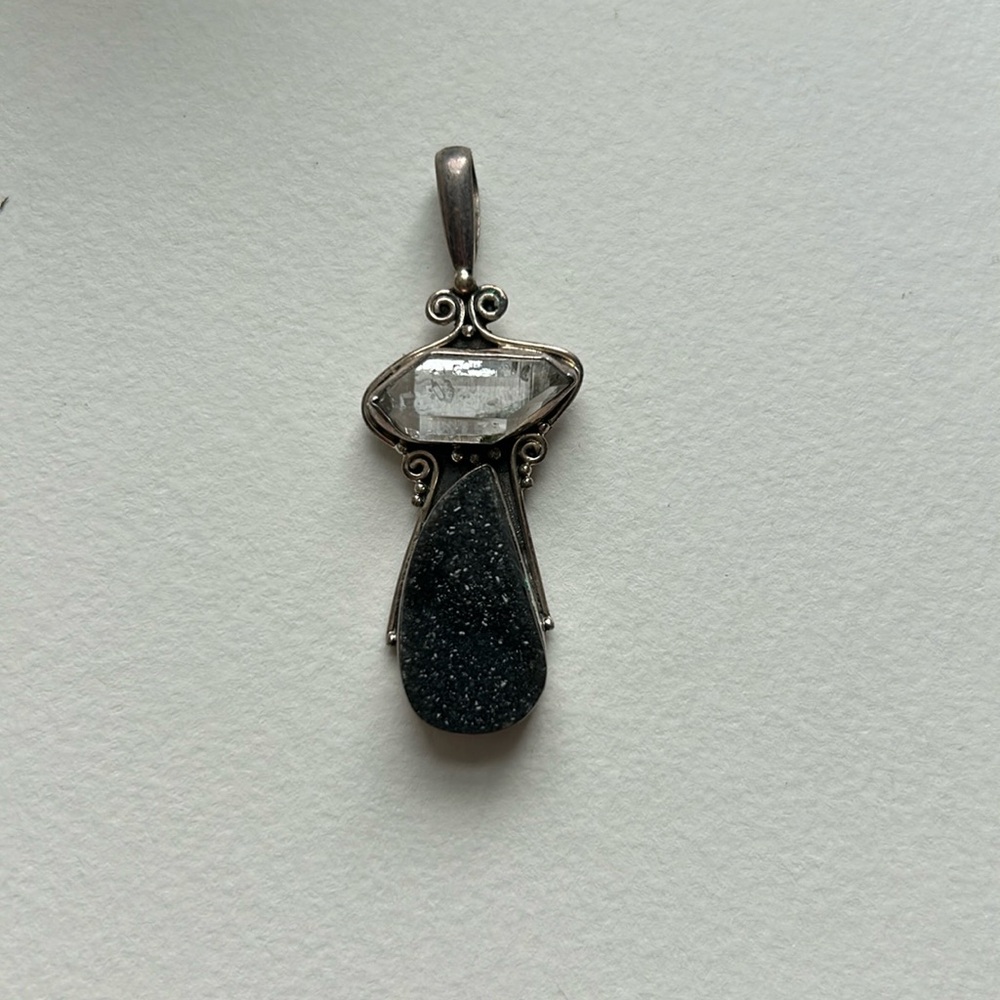 Herkimer Diamond and Druzy pendant